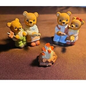 Vtg HOMCO Bear Family Around‎ A Camp Fire Marshmallows S'mores
